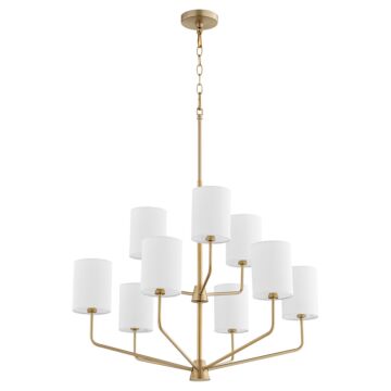 Harmony Nine Light Chandelier in Aged Brass by Quorum International