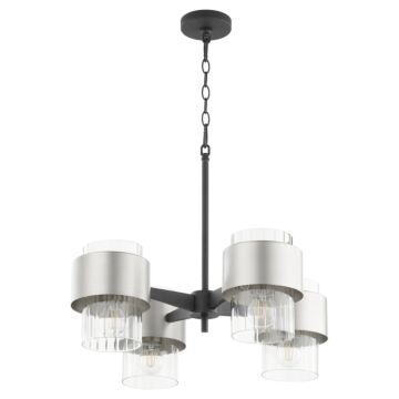 Epsilon Four Light Chandelier in Textured Black  Satin Nickel by Quorum International