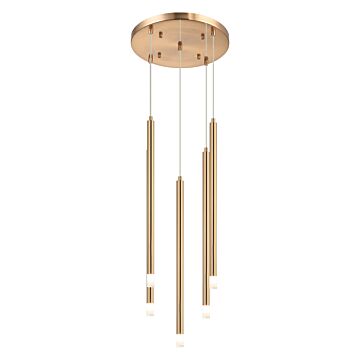 Reigndrop Five Light Pendant in Aged Gold Brass by Matteo Lighting