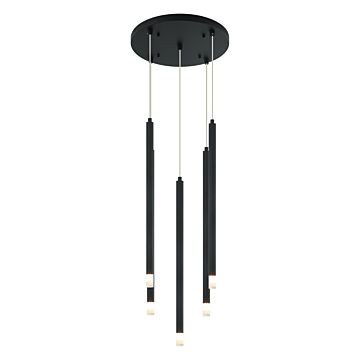 Reigndrop Five Light Pendant in Matte Black by Matteo Lighting