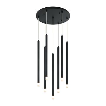 Reigndrop Seven Light Pendant in Matte Black by Matteo Lighting