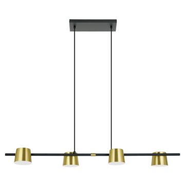 Altamira LED Linear Pendant in Structured Black & Brass by Eglo USA