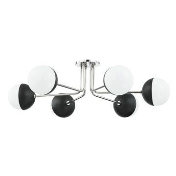 Renee Six Light Semi Flush Mount in Polished NickelBlack by Mitzi