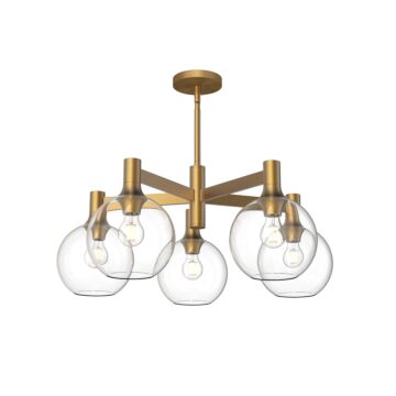 Castilla Five Light Chandelier in Aged Gold Clear Glass by Alora