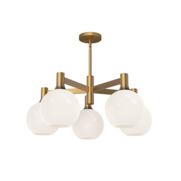 Castilla Five Light Chandelier in Aged Gold Opal Matte Glass by Alora