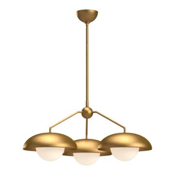 Rubio Three Light Chandelier in Aged Gold Opal Matte Glass by Alora