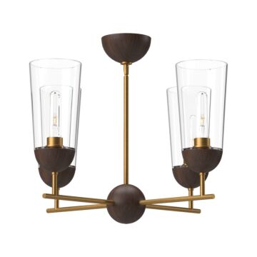 Emil Four Light Chandelier in Aged Gold Walnut by Alora