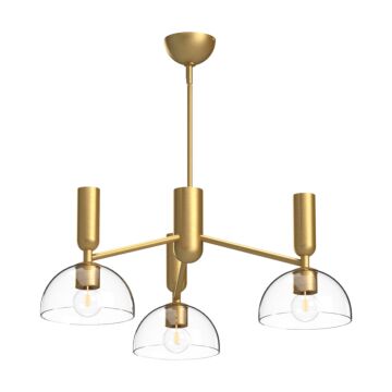 Jude Three Light Chandelier in Brushed Gold Clear Glass by Alora