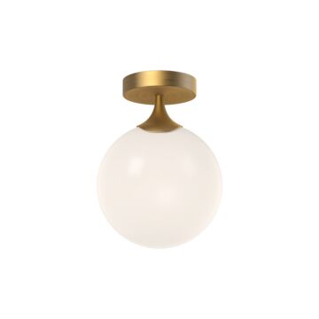 Nouveau One Light Flush Mount in Aged Gold Opal Matte Glass by Alora