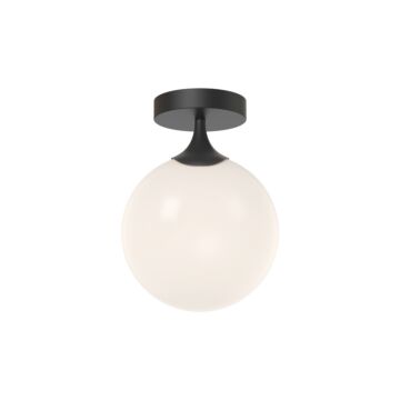 Nouveau One Light Flush Mount in Matte Black Opal Matte Glass by Alora