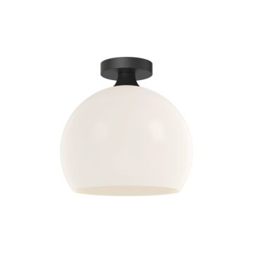 Castilla One Light Flush Mount in Matte Black Opal Matte Glass by Alora