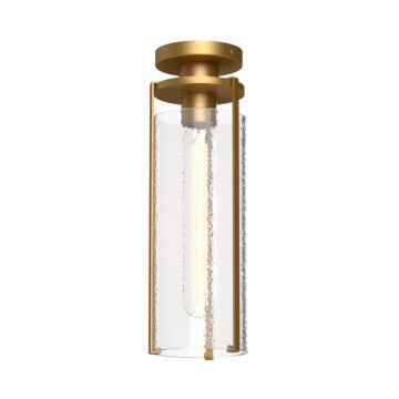 Belmont One Light Flush Mount in Aged Gold Clear Water Glass by Alora