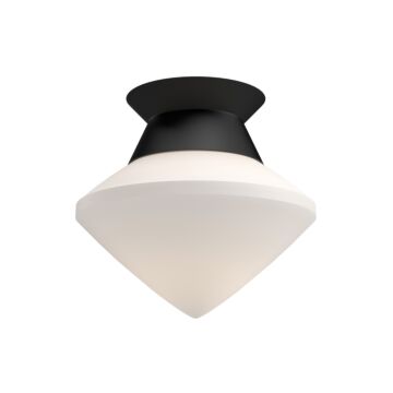 Nora One Light Flush Mount in Matte Black Opal Matte Glass by Alora