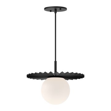 Plume One Light Pendant in Matte Black Opal Matte Glass by Alora