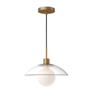 Francesca One Light Pendant in Aged Gold Clear Glass by Alora
