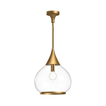 Hazel One Light Pendant in Aged Gold Clear Glass by Alora