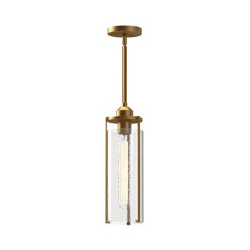Belmont One Light Pendant in Aged Gold Clear Water Glass by Alora
