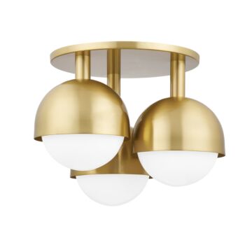 Foster Three Light Semi Flush Mount in Aged Brass by Hudson Valley
