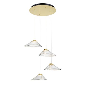 Sneer LED Pendant in Coal And Sun Gold by George Kovacs