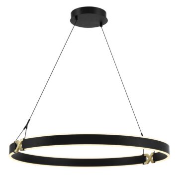 Recovery X LED Pendant in Coal And Satin Brass by George Kovacs