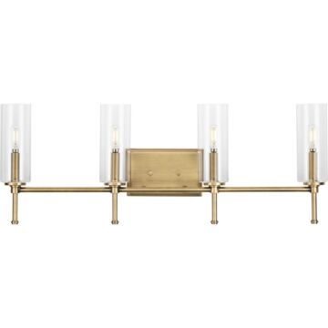 Elara 4-Light Bathroom Vanity Light Vanity in Vintage Brass