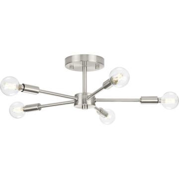 Delayne 5-Light Semi-Flush Mount in Brushed Nickel