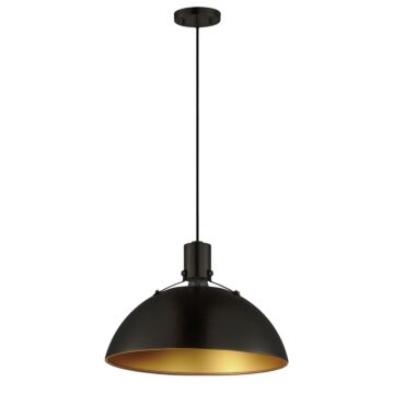 Dawn One Light Pendant in Antique Brass   Black by Maxim
