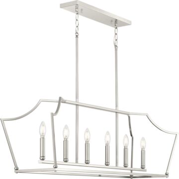 Parkhurst 6-Light Linear Island Chandelier in Brushed Nickel