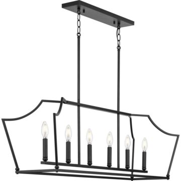 Parkhurst 6-Light Linear Island Chandelier in Matte Black