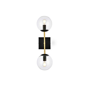 Neri 2-Light Wall Sconce in Black and Brass