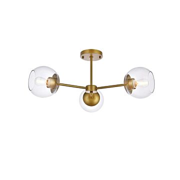 Briggs 3-Light Flush Mount in brass