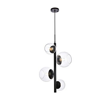Wells 4-Light Pendant in black