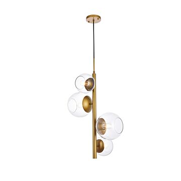 Wells 4-Light Pendant in brass