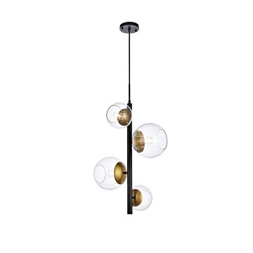 Wells 4-Light Pendant in black