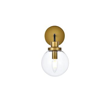 Hanson 1-Light Bathroom Vanity Light in Black and Brass
