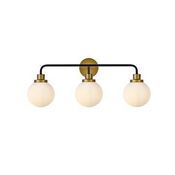 Hanson 3-Light Bathroom Vanity Light in Black and Brass
