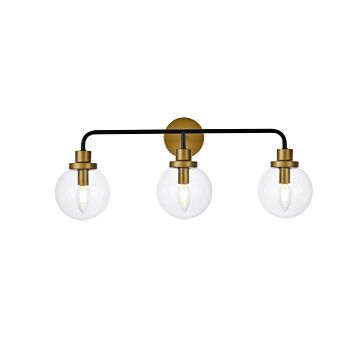 Hanson 3-Light Bathroom Vanity Light in Black and Brass