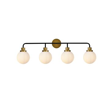 Hanson 4-Light Bathroom Vanity Light in Black and Brass