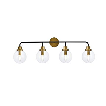 Hanson 4-Light Bathroom Vanity Light in Black and Brass