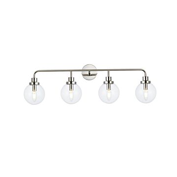 Hanson 4-Light Bathroom Vanity Light in Polished Nickel