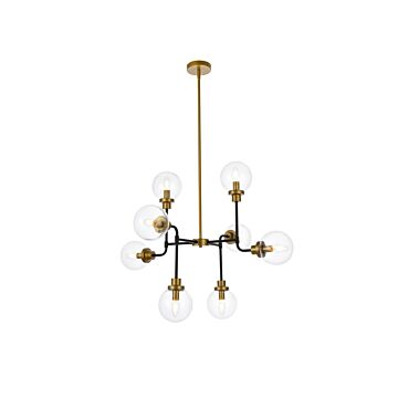Hanson 8-Light Pendant in Black and Brass