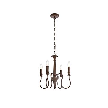 Flynx 4-Light Pendant in Weathered Oak