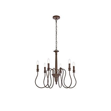 Flynx 6-Light Pendant in Weathered Oak