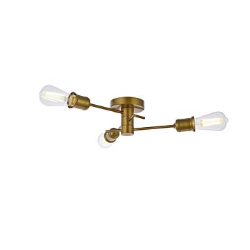 Xavier 3-Light Flush Mount in Brass
