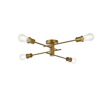 Xavier 4-Light Flush Mount in Brass