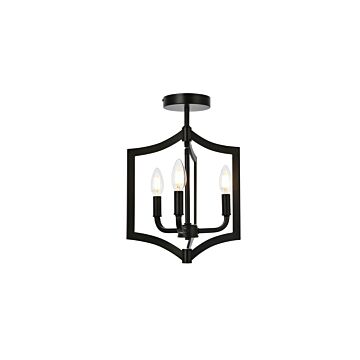 Kiera 3-Light Flush Mount in Black
