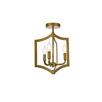 Kiera 3-Light Flush Mount in Brass