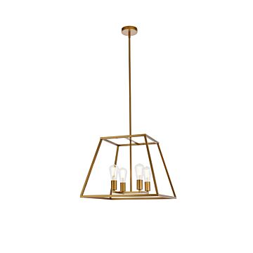 Declan 4-Light Pendant in Brass