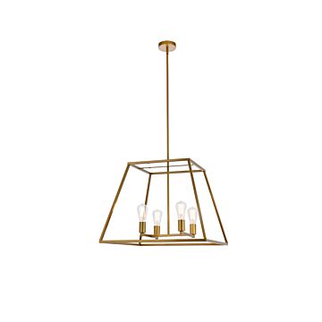 Declan 4-Light Pendant in Brass