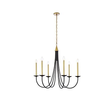 Cohen 6-Light Pendant in Black And Brass